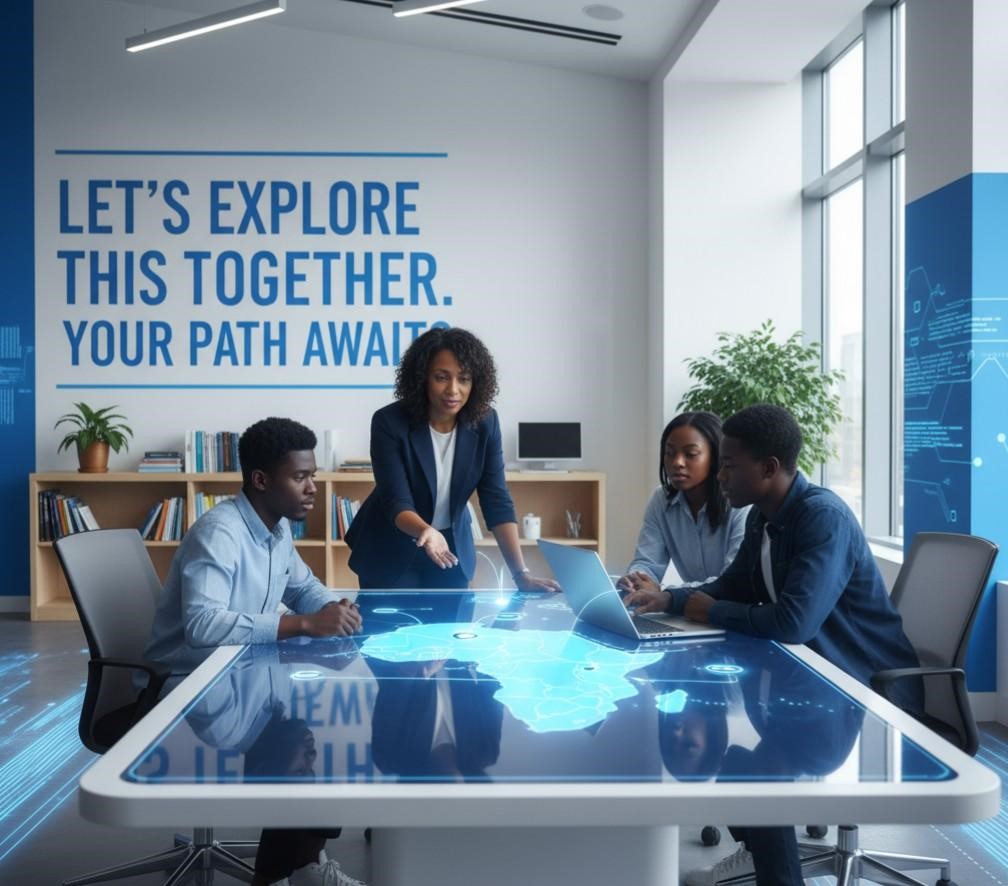 People working on laptops in a modern tech environment